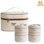 4 Pcs Round Lunch Box Set with Insulated Carry Bag