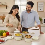 Buy 4 Pcs Round Lunch Box Set with Insulated Carry Bag in BD